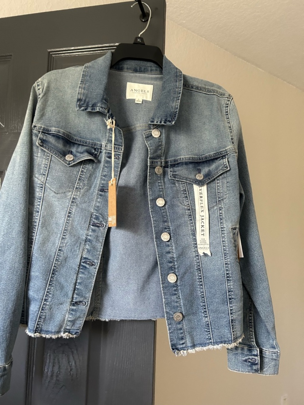 Angels Washed Blue Denim Jacket with Raw Hem